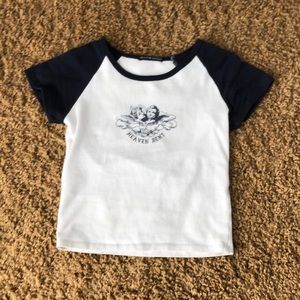Very cute white cropped heavens sent shirt